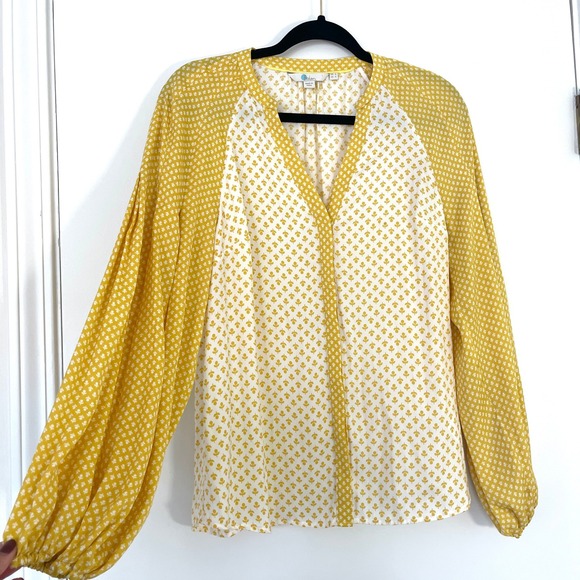 Boden Women's Harriet Blouse US 4 Yellow Floral Print‎ Long Balloon Sleeve Top - Picture 4 of 10